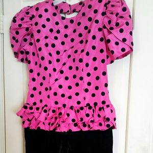 R & M Pink and Black Polka Dot Dress Sz 12